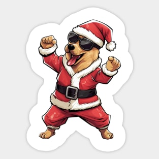 Cartoon Christmas Dogo Argentino Dog Dancing Sticker